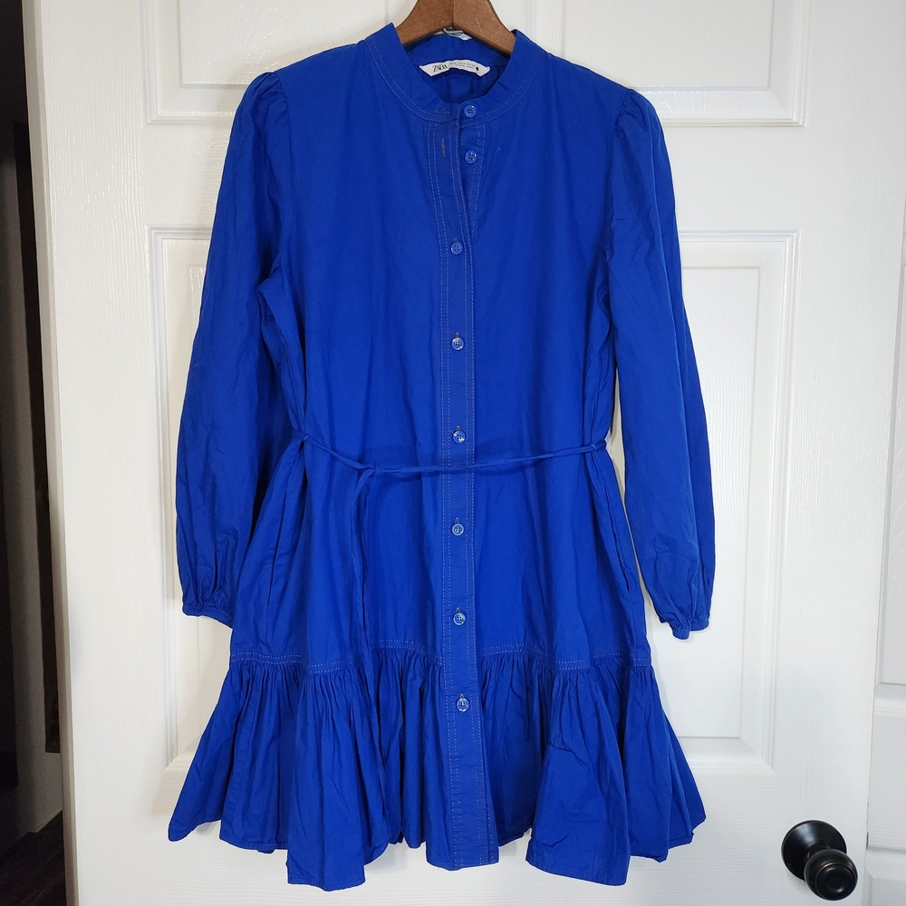Zara Cobolt Blue, Button Front Mini Dress